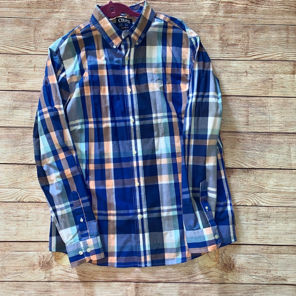 Chaps Men’s Sz LG Custom Fit Button Down - Picture 2 of 8